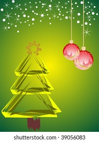 christmas tree and christmas baubles - vector