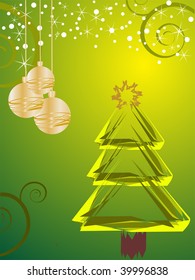 christmas tree and christmas baubles - vector
