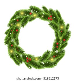 Christmas tree beautiful wreath vector 