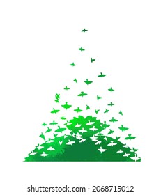 Christmas tree of birds. Vector illustration