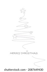 árbol de navidad con finas líneas y estrellas negras y navidad de texto en inglés