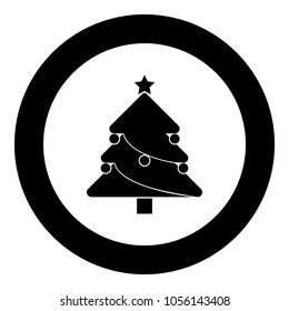 Christmas Tree black icon in circle