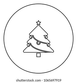 Christmas Tree black icon in circle