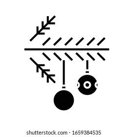 Christmas tree black icon, concept illustration, vector flat symbol, glyph sign.