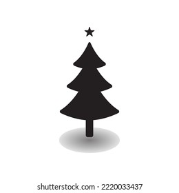 Weihnachtsbaumsymbol, flacher Designstil. Weihnachtsbaum, Vektorsilhouette. Vektorgrafik einzeln auf weißem Hintergrund