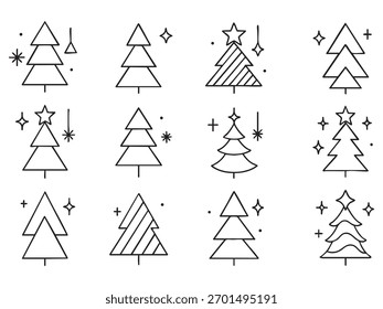 Icono de forma negra del árbol de Navidad 