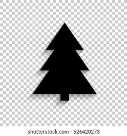 christmas tree - black vector icon with shadow