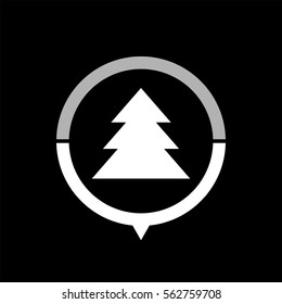 christmas tree  - black vector icon