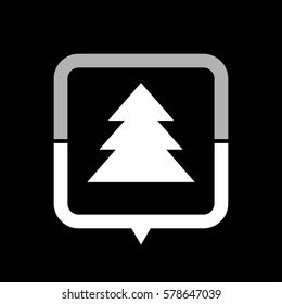 christmas tree  - black vector icon