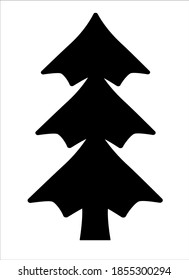 Christmas tree - black vector silhouette for logo or pictogram. Spruce or pine - a silhouette for identity or sign.