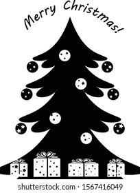 christmas tree black and white