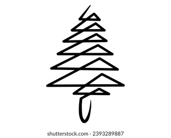 Christmas Tree black and white Illustration