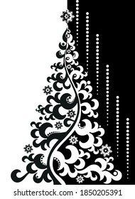 christmas tree in black and white patterns