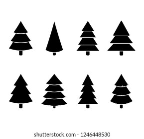 Christmas Tree Black White Set Illustration Stock Vector (Royalty Free ...