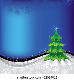 christmas tree blue abstract background