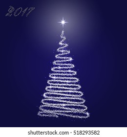 Christmas tree from blue background