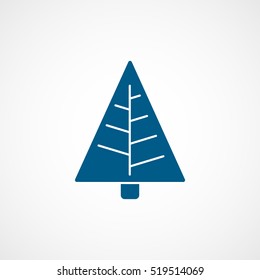 Christmas Tree Blue Flat Icon On White Background