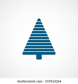 Christmas Tree Blue Flat Icon On White Background