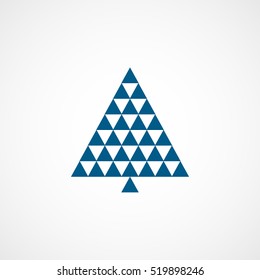 Christmas Tree Blue Flat Icon On White Background