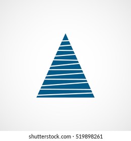 Christmas Tree Blue Flat Icon On White Background