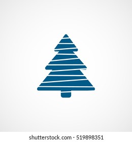 Christmas Tree Blue Flat Icon On White Background