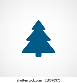 Christmas Tree Blue Flat Icon On White Background