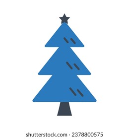Ilustración de vectores de iconos azules del árbol de Navidad aislados en fondo blanco. Uso para Navidad, Decoración, Tarjeta de felicitación Etc.