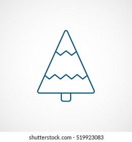 Christmas Tree Blue Line Icon On White Background