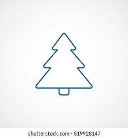 Christmas Tree Blue Line Icon On White Background