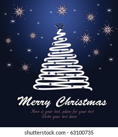 Christmas tree - blue template vector