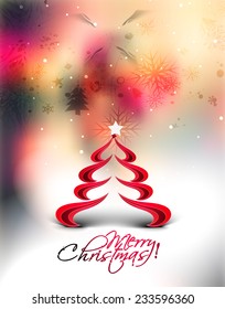 Christmas tree in the blur background with space for text  