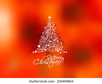 Christmas tree in the blur background with space for text