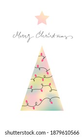 Christmas tree with blurred effect. Marry Christmas greeting card.