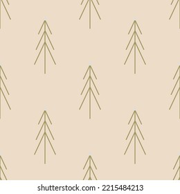 Christmas Tree Boho Seamless Pattern, Abstract Modern Merry Christmas Background