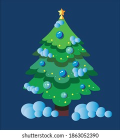 Weihnachtsbaum mit Weihnachtsmütze und Stern