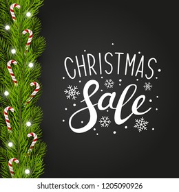 Christmas tree border with candy canes