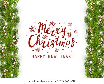 Christmas tree border with candy canes