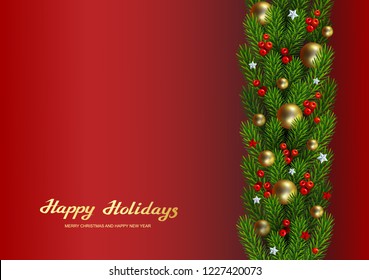 Christmas tree border with holiday decor 