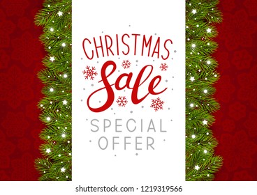 Christmas tree border with holiday decorations 