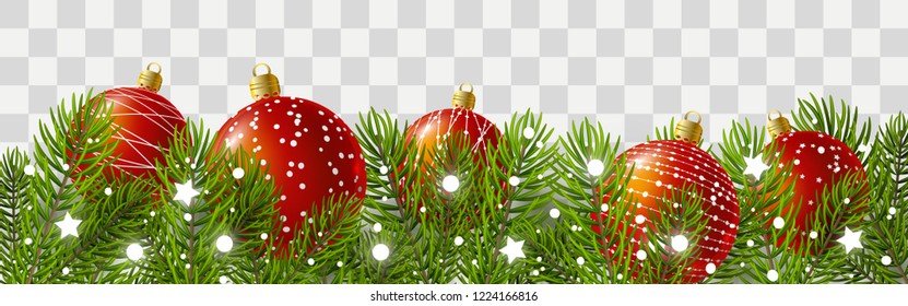 Christmas tree border with holiday decorations