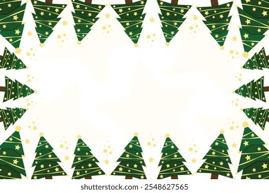 Christmas tree border. Xmas pine frame New year tree banner. Fir tree frame