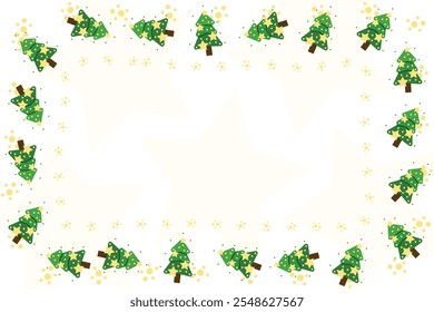 Christmas tree border. Xmas pine frame New year tree banner. Fir tree frame