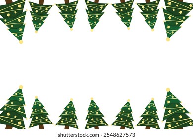 Christmas tree border. Xmas pine frame New year tree banner. Fir tree frame