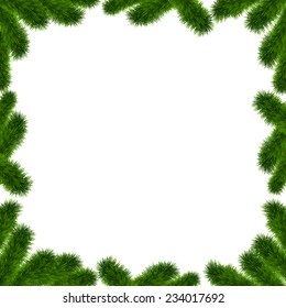 Christmas Tree Borders, Fir Tree Frame with place for text isolated on white background.