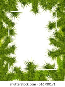 Christmas tree borders, isolated on light background. Vector Illustration