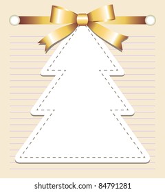 christmas tree with bow on old page