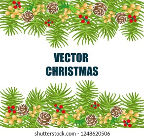 christmas tree brance with christmas decorate, vector