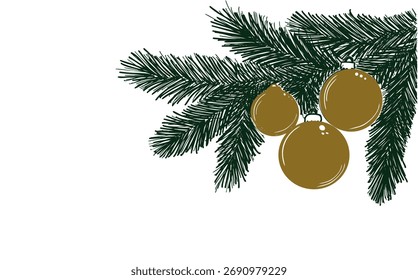 Rama de árbol de Navidad con bolas