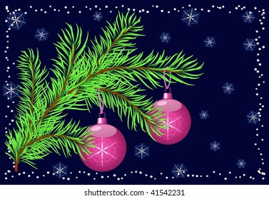christmas tree branch and balls