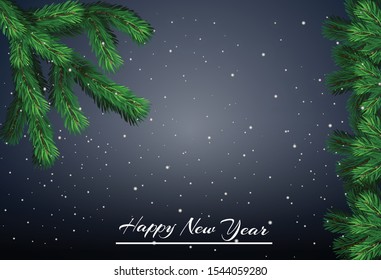 Christmas tree branch brush on transparent background. Spruce fluffy fir branch isolated on white background. Vector illustration